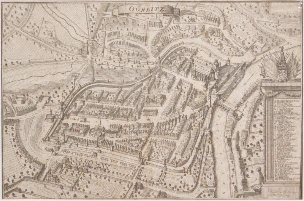 Vogelschauansicht der Stadt Görlitz 1715 von Daniel Petzold Görlitzer Sammlungen 2